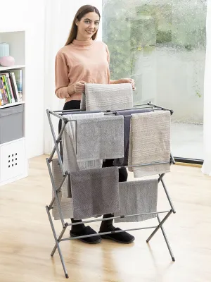 Skládací a rozkládací kovový sušák na prádlo s 3 výškami Cloxy InnovaGoods 11 tyčí