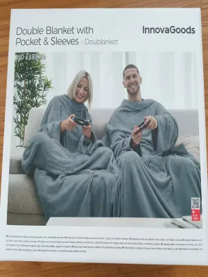 Přikrývka s rukávy s kapsou uprostřed Doublanket InnovaGoods