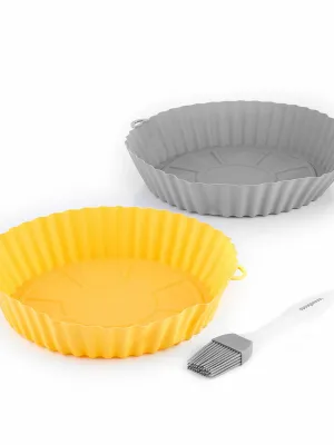 Silikonové misky do fritézy se štětcem Mollicon InnovaGoods 2 kusů