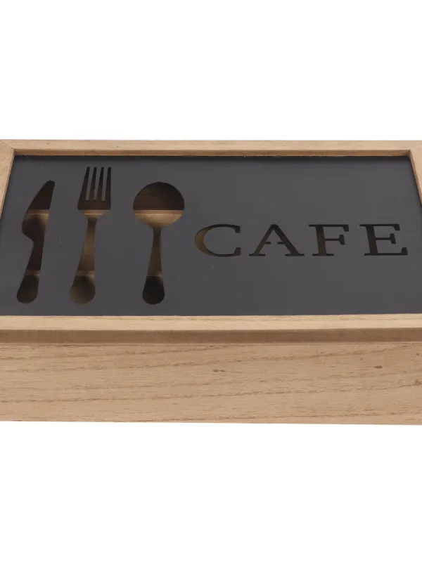 Produkt Příborník DKD Home Decor Kaštanová Černý Kov Dřevo MDF Vintage 25 x 18 x 6 cm Obrázek